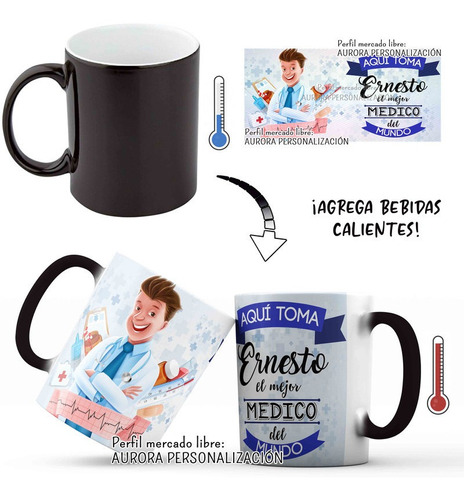 Mug Mágico Mejor Medico Nombre Personalizado Taza