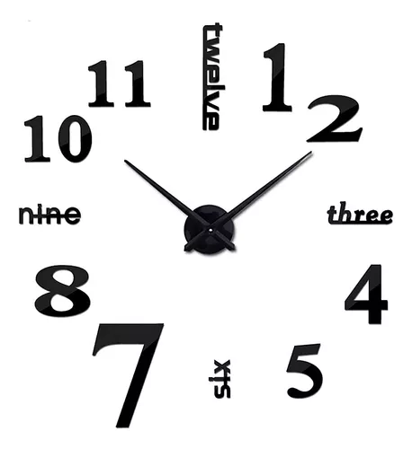 1 Reloj Pared Grande Decoración Sala , Reloj Pared Grande Negro
