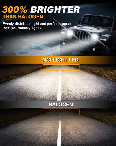 Un Faro Redondo Led H4 De 7 Pulgadas Jeep Wrangler Vocho Jk