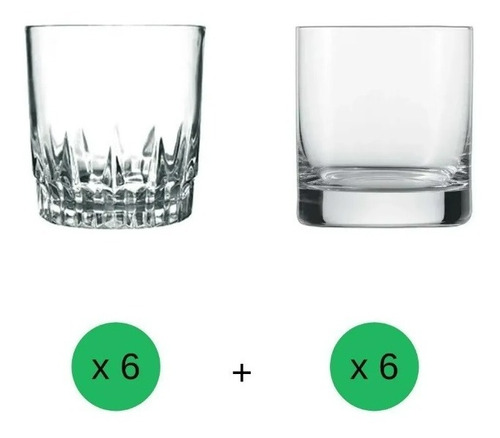 Set Vasos Whisky Talkado Vidrio Diseño Nadir Rigolleau X 12