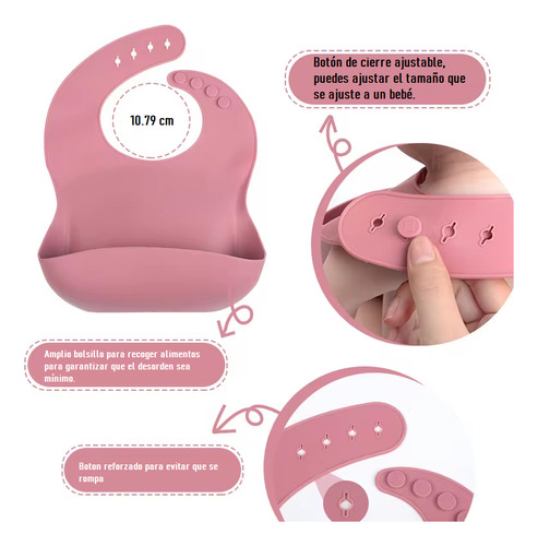 Kit De Vajilla De Alimentación Para Bebe 5 Pzas Color Rosa