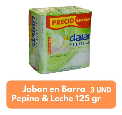 Imagen 1 de 3 de Jabón En Barra Dalan Pepino & Milk 3pack Bulto 24 Paq 125gr 