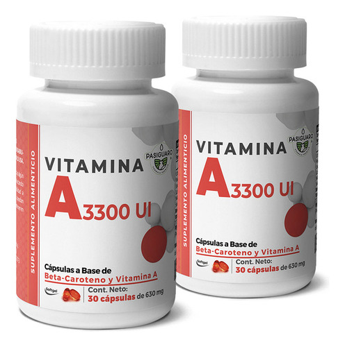 Vitamina A 3300 U.i. 30 Cápsulas De Softgel De 630 Mg