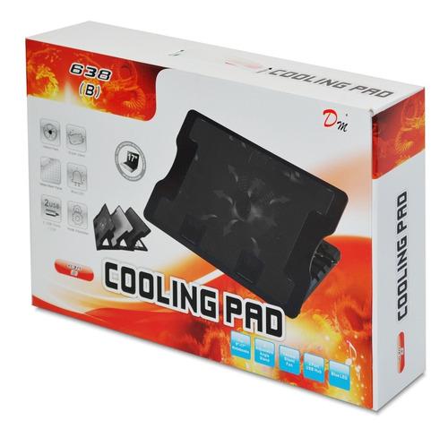 Base Refrigerante Portátil Cooling Pad 638b, 5 Nivel / 2 Usb