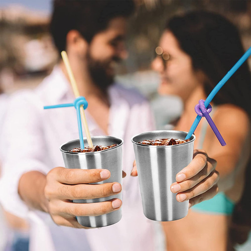 Juego De 4 Vasos De Acero Inoxidable De 500ml Fáciles De
