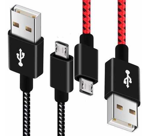 Cable Micro Usb 2pack 10 Pies 6 Pies De Largo Nylon Tre...