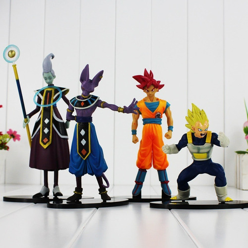 Kit 4 Figure Action Dragon Ball Super Goku Beerus Whis Veget