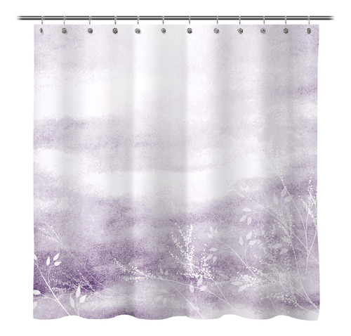 Cortina Para Baño Diseño Abstracto Con Ojal De Metal Violeta