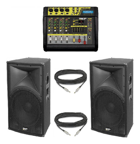 Combo Skp Pro Audio Consola Vz-40ii + 2 Cajas 12  + Cables 