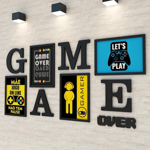 Conjunto Quadros E Letras - Game Over Ii