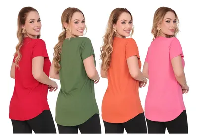 Kit 4 Bata Academia Camiseta Compridas Fitness Sobre Legging