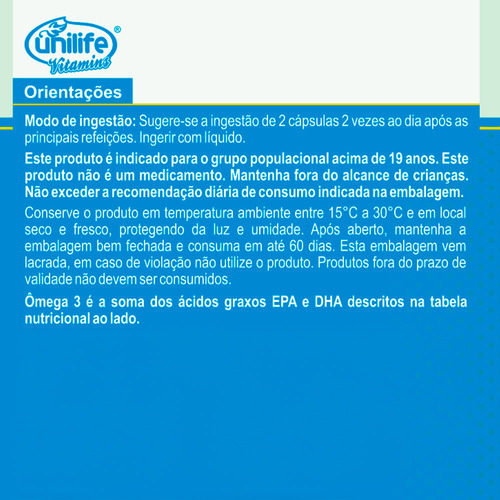 Ômega 3 Óleo De Peixe Unilife 120 Cápsulas
