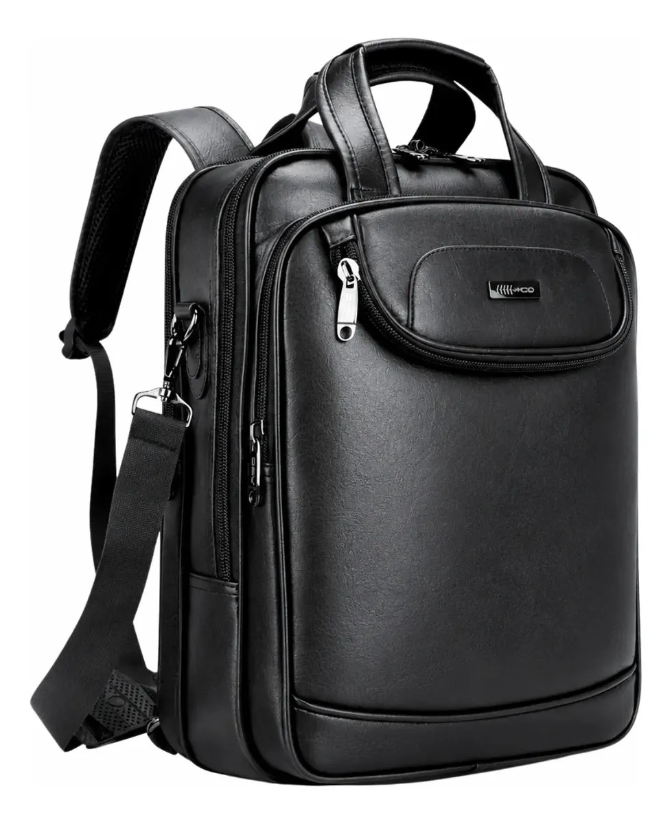 Mochila Notebook De Couro Masculina Executiva Forpak Laptop de 15.6" Impermeável Reforçada Com Alça de Ombro Removível
