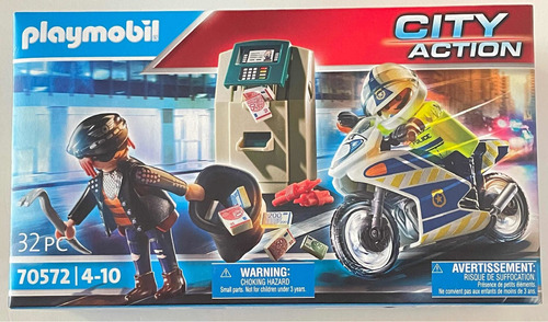 Playmobil 70572 Polícia Moto Roubo Caixa Eletrônico Misb