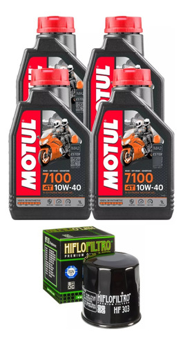 Kit Filtro Hiflo Hf303 + Oleo Motul 7100 10w40 4lt Sintetico