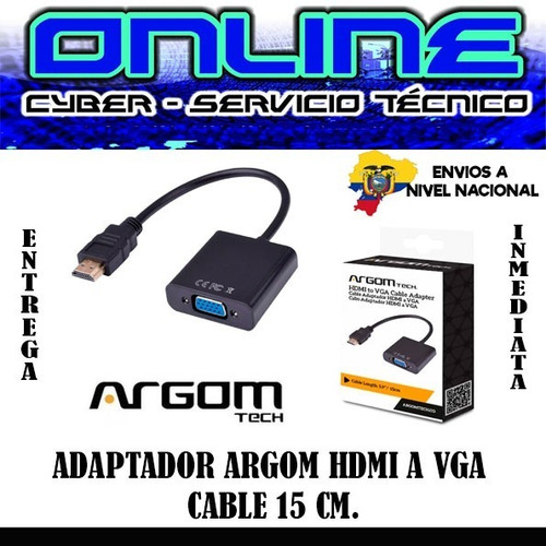 Imagen 1 de 3 de Adaptador Argom Hdmi A Vga Cable 15 Cm.