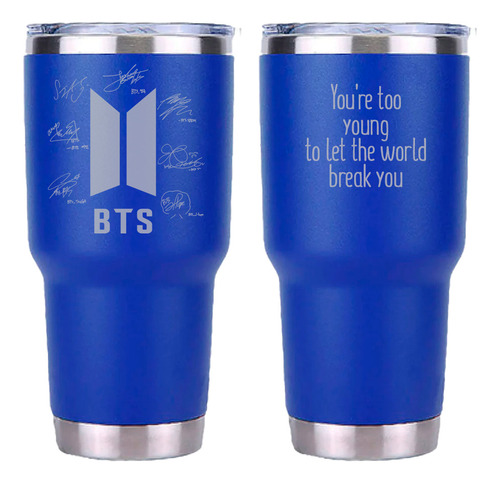 Bts Termo 30 Onzas Oz Vaso Térmico Grabado Láser Azul