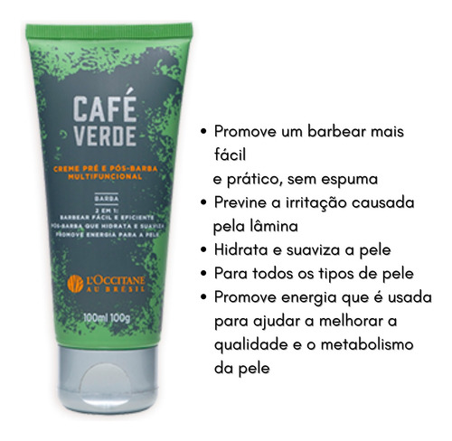 Kit Café Verde Creme Pré E Pós Barba + Sabonete Loccitane