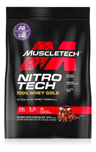 Nitro Tech 100% Whey Gold Double Rich Chocolate 8lb 3.63kg