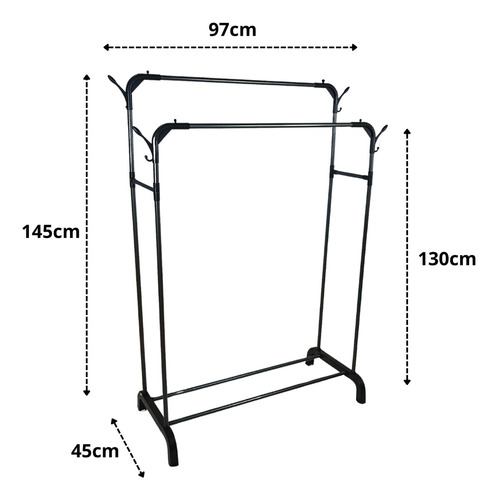 Arara Closet Duplo Com Sapateira De Metal Organizador Roupas