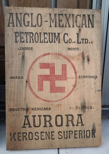 Cartel Publicidad Energine Aurora En Madera