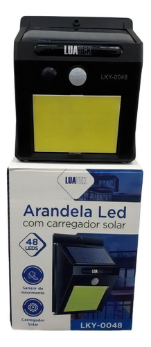 Arandela Led Luminaria Com Carregador Solar Luatek Lky-0048 Cor Preto