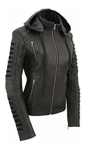 Milwaukee Leather Sfl - Chaqueta De Piel Negra Con Capucha .