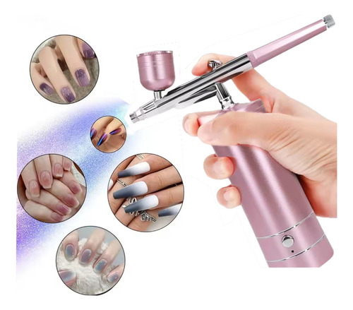 Aerógrafo Compresor Uñas Maquillaje Pulverizador Portátil Negro