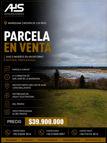 Parcela De 5.000 M2 Vista Río Cruces, San José Mariquina