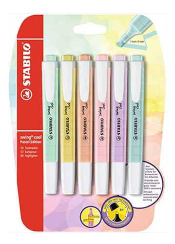 Imagen 1 de 9 de Destacadores Stabilo Swing Cool Pastel Set X 6 Unidades