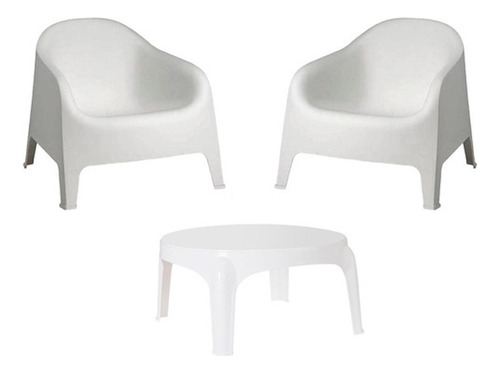 Set 2 Sillones De Jardín Exterior Skarpo + Mesa Puket