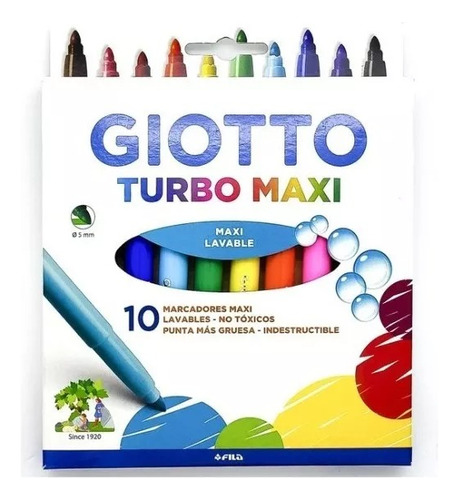 Marcadores Giotto Lavables Turbo Maxi Gruesos X 10 Colores