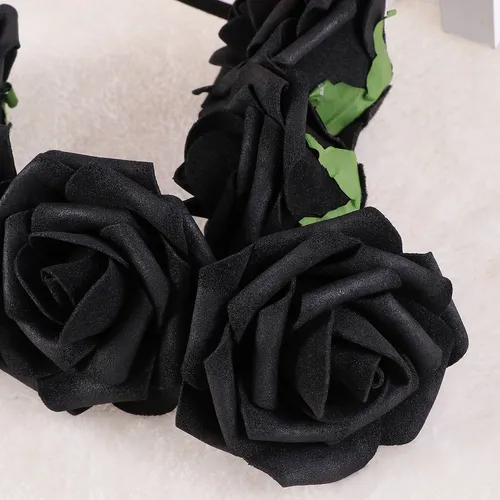 Diadema Floral Con Flores De Novia Con Rosas Negras