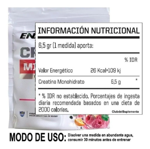Imagen 2 de 4 de Creatina Micronizada Ena Sport Fruit Punch Mg