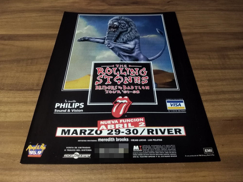(pd800) Publicidad The Rolling Stones River Plate * 1998