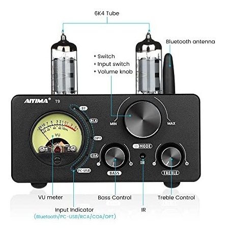 Amplificador Aiyima T9 Bluetooth 5.0 100w * 2 Tubos 2.0 Cana