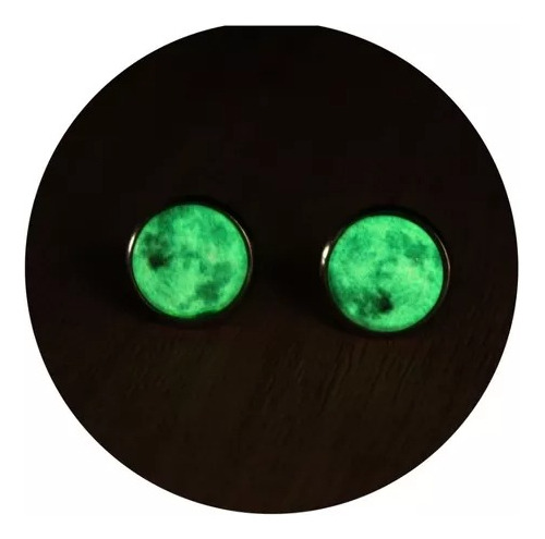 Nuevos Aretes De Luna Brilla En La Oscuridad Acero Inox