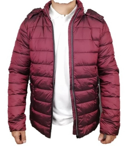 Inflada Hombre Con Capucha Desmontable Abrigada Campera 