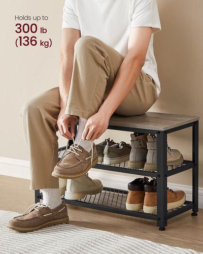 Juego De Banco De Zapatos Con Perchero Y Zapatero 2 Niveles