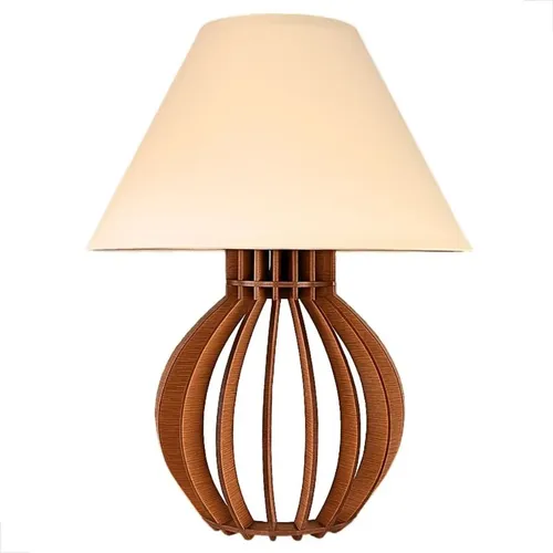 Abajur Clássico Cabeceira Criado Mudo Quarto Madeira Cores Marrom Bege Bivolt (110v/220v)