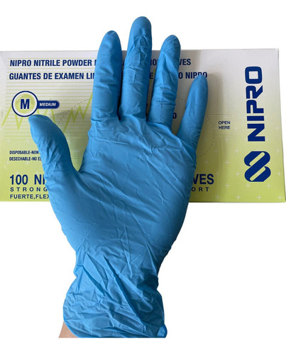 Guantes De Nitrilo Nipro Talla M Color Azul Unidades por envase 1