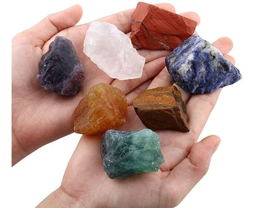 Sunyik 7 Chakra Piedras Conjunto, Áspera Piedra Natural En B