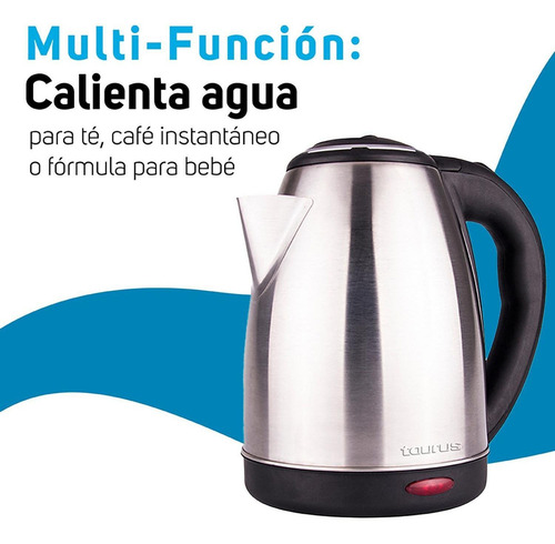 Hervidor Electrico, Taurus Caronte, Jarra Inoxidable, 2 L Color Plateado