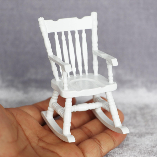 2 Mecedora De Madera Muebles Modelo 1/12 Escala Casa De