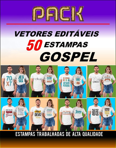 Kit 50 Vetores De Estampas  Gospel Em Corel Draw Editáveis 