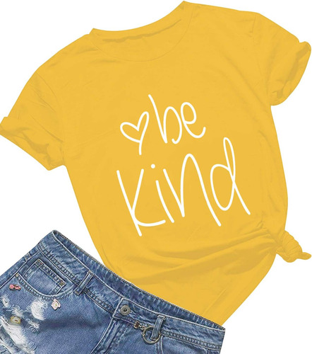 Be Kind Camisetas Mujer Lindo Gráfico Bendito Camisa Diverti