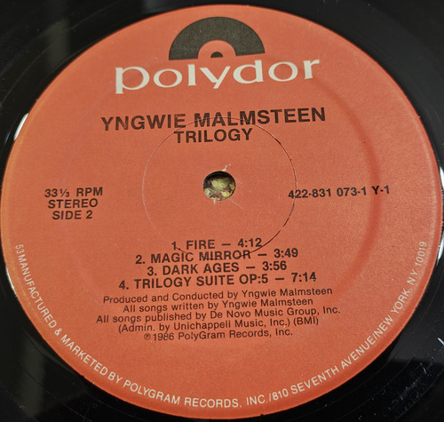 Yngwie J. Malmsteen - Trilogy Lp Usa 1ra Edic Vinnie Moore Usa 1ra Edicion (Usado)