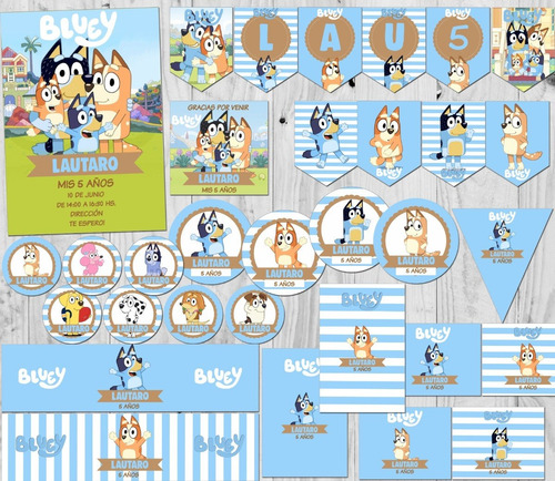 Kit Imprimible Bluey Nene Texto Editable