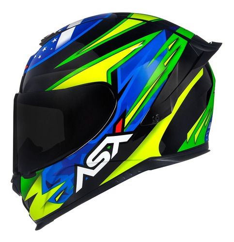 Capacete Asx Eagle Racing Patriot Bandeira + Viseira Fumê Cor Verde Tamanho do capacete 62-XL