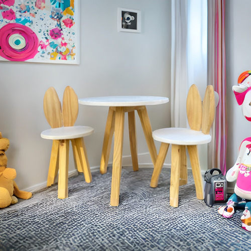 Combo Bunny Set De Dos Sillas Conejo Y Mesa Infantil